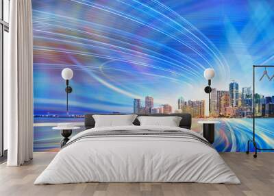 abstract illustration of an urban highway Wall mural