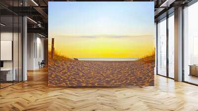 path on the sand going to the ocean in miami beach florida at sunrise or sunset, beautiful nature la Wall mural