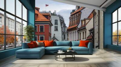  City landscape. Riga, Latvia. Sunny summer day. Traveling in Europe. City sky. Wall mural