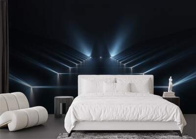 Futuristic dark podium with light and reflection background Wall mural