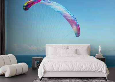 Paraglider flies in front of the ocean Wall mural