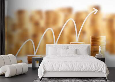 Rows of gold coins for finance and banking concept Wall mural