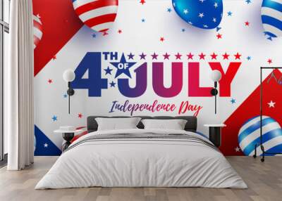 4th of July poster template.USA independence day celebration with American balloons flag.USA 4th of July promotion advertising banner template for Brochures,Poster or Banner.Vector illustration EPS 10 Wall mural