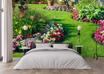 Beautiful home garden in full bloom Wall mural