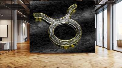 Astrology symbol in glass with yellow particles - Taurus Wall mural