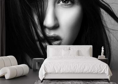 Black and white portrait of a beautiful woman Wall mural