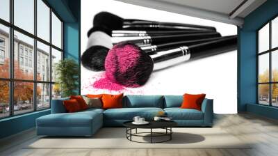 makeup brushes and cosmetic powder Wall mural