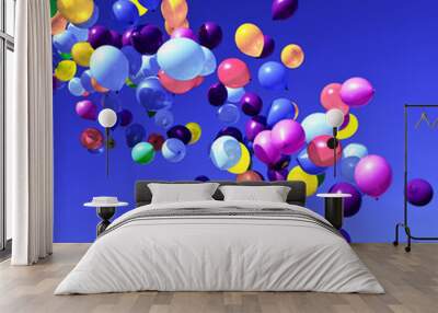 Colorful Balloons flying in the sky party Wall mural