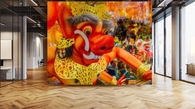 BALI, INDONESIA - MARCH 08, 2017: Impresive hand made structure, Ogoh-ogoh statue built for the Ngrupuk parade, which takes place on the even of Nyepi day in Bali, Indonesia. A Hindu holiday marked by Wall mural