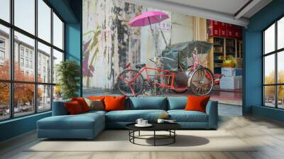 old vintage bicycle rickshaw in malaysia Wall mural