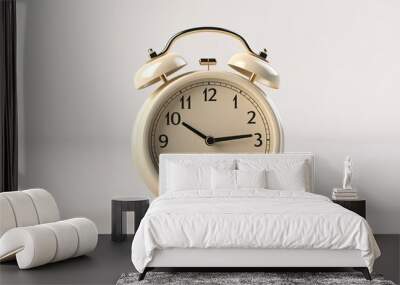 old vintage alarm clock isolated on white background,  time minimal creative concept Wall mural