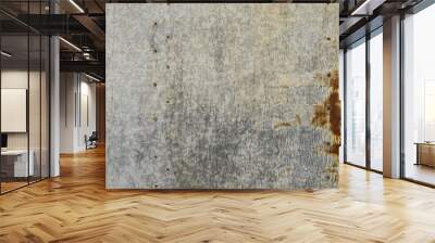 Background made of hot-dip galvanized iron sheet with rusty spots and nail droppings Wall mural