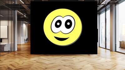 Modern yellow laughing happy smile. Happy emoticon. Isolated on black background Wall mural