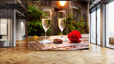 Glass of wine on a table Wall mural