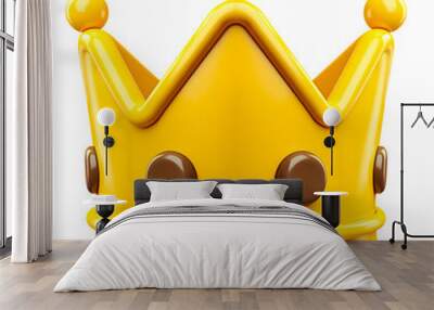 3D cartoon style plastic glossy crown. minimal 3d icon Wall mural