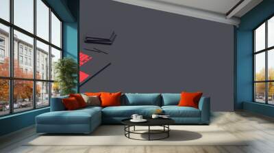 laptop on a dark background. 3d rendering Wall mural