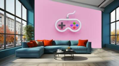 minimal Gamepad or Game controller Icon isolated on pastel pink background. 3d rendering Wall mural