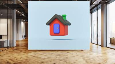 minimal style cute home, house icon isolated. 3d rendering Wall mural