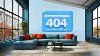 Page not found 404 design. 404 error web page concept. minimal style. 3d rendering Wall mural