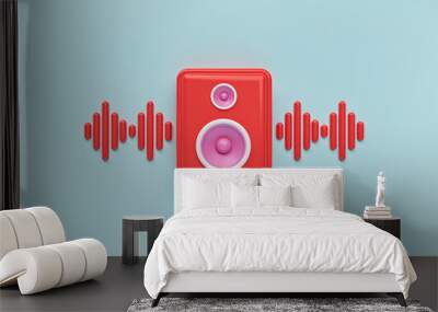 speaker with sound wave icon isolated. minimal design. 3d rendering Wall mural