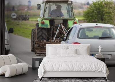 tractor on the road Wall mural