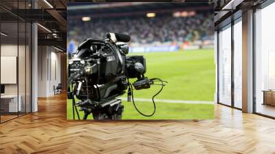 tv camera at the football stadium Wall mural