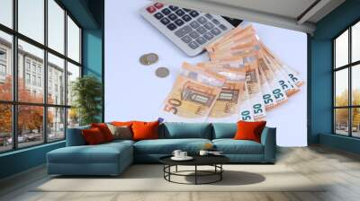 Money background of Euros. Giving money. Robery. Wall mural