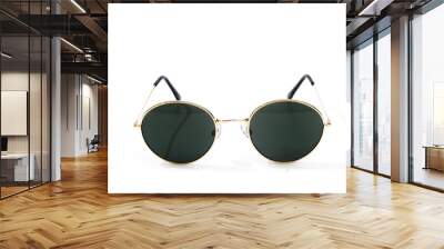 Black round sunglasses isolated on white background  - Image Wall mural