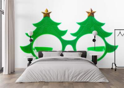 christmas glasses on white background Wall mural