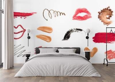 collection of various make up accessories on white background. each one is shot separately Wall mural