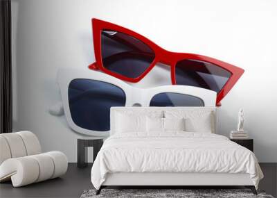 pair of modern sunglasses isolated on white background Wall mural