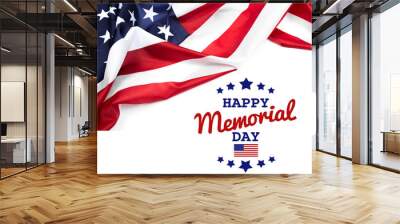 Text Memorial Day on American flag background Wall mural