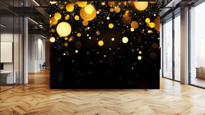 Abstract Gold Bokeh on Black Background Wall mural