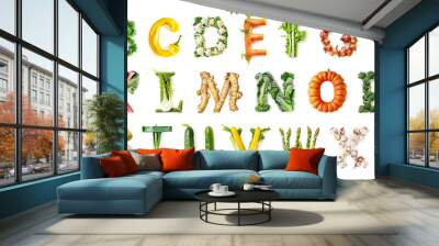 Vegetable Alphabet Isolated on White Background Wall mural