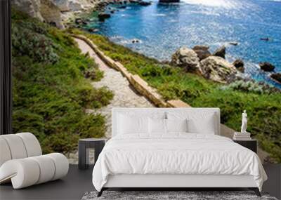 coastline and old town of bonifacio on corsica Wall mural