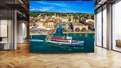 old town and port of Lazise in italy Wall mural