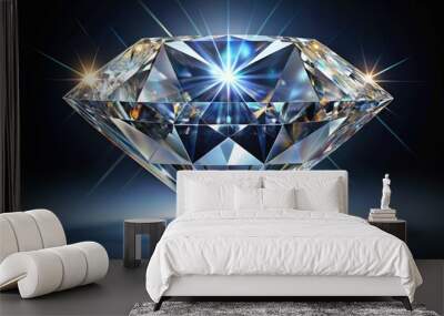 A precise, intricately detailed illustration of a majestic diamond, showcasing its luxuriant facets, subtle brilliance, and refined geometry in a clean, crisp, and modern design. Wall mural