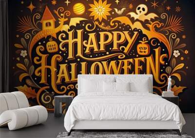 halloween background with pumpkin Wall mural