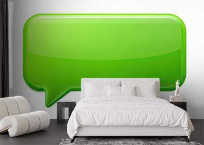 Vibrant green speech bubble with rounded corners and subtle gradient effect, isolated on white background, conveying eco-friendly, natural, and fresh communication ideas. Wall mural