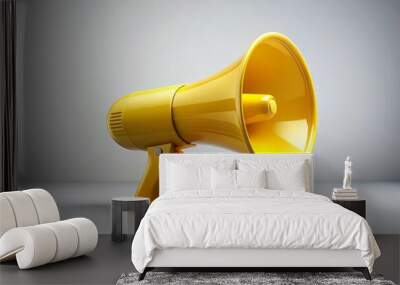 Vibrant Yellow Megaphone On A Solid, Neutral Backdrop Isolated For Text And Graphics Wall mural