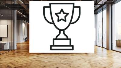 Trophy line icon. Simple outline style for app and web design element. Winner, award, cup, champ, contest, prize, won concept. Vector illustration isolated on white background. Editable stroke EPS 10. Wall mural