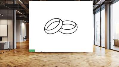 Wedding rings icon. Simple outline style. Two gold rings, married, engagement, love badge concept. Thin line symbol. Vector symbol illustration isolated on white background. EPS 10. Wall mural