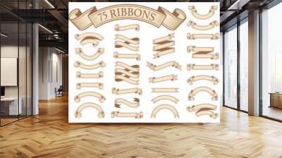  Set of vintage scrolls ribbons on white. old blank banners vector illustration Wall mural