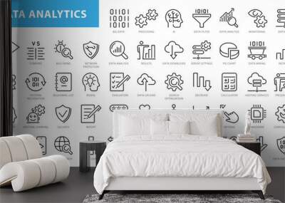 big data analysis thin line icon set. data processing outline pictograms for website and mobile app  Wall mural