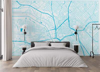 Blue and White vector city map of Dallas Wall mural