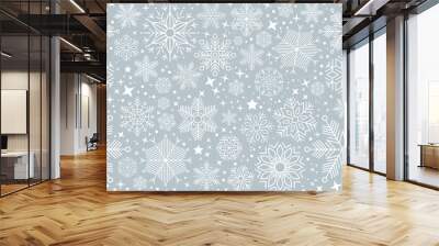 blue christmas card with white snowflakes vector illustration EPS10 Wall mural