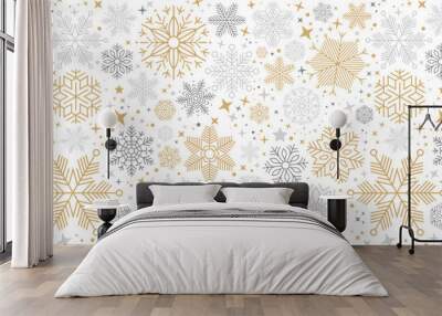 christmas card with snowflake border vector illustration Wall mural