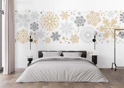 christmas card with snowflake border vector illustration Wall mural