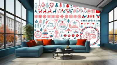 Christmas design elements, vector set Wall mural