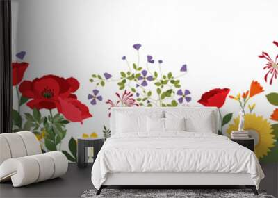 colorful flower garden watercolor seamless border Wall mural